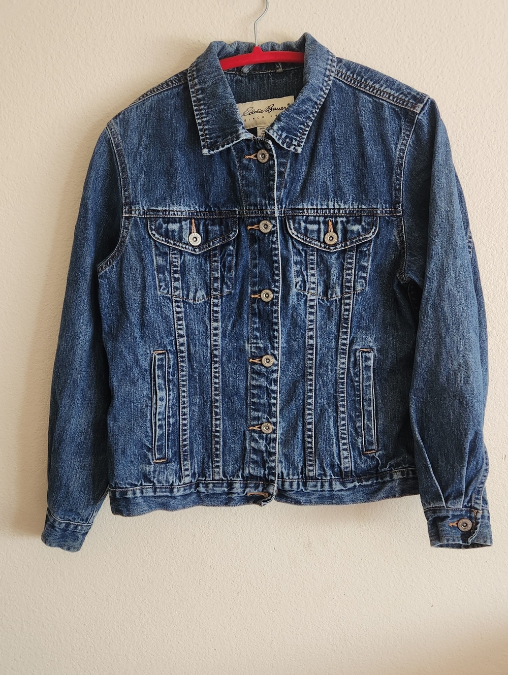 Vintage 90s Eddie Bauer Classic Blue Denim Jacket Medium Buttons Heritage